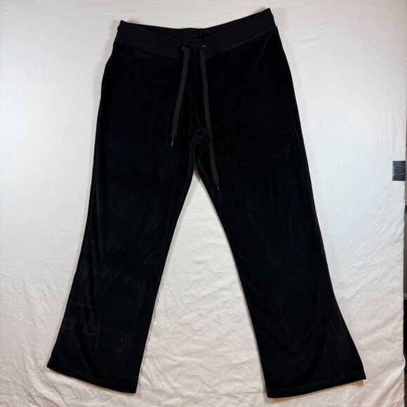 Whisper Me Pants - Whisper Me Black Velour Flare Pants Size XL Drawstring Waist